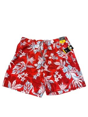 Speedo Red Tropical Floral Swim Trunks Mens XXL NWT